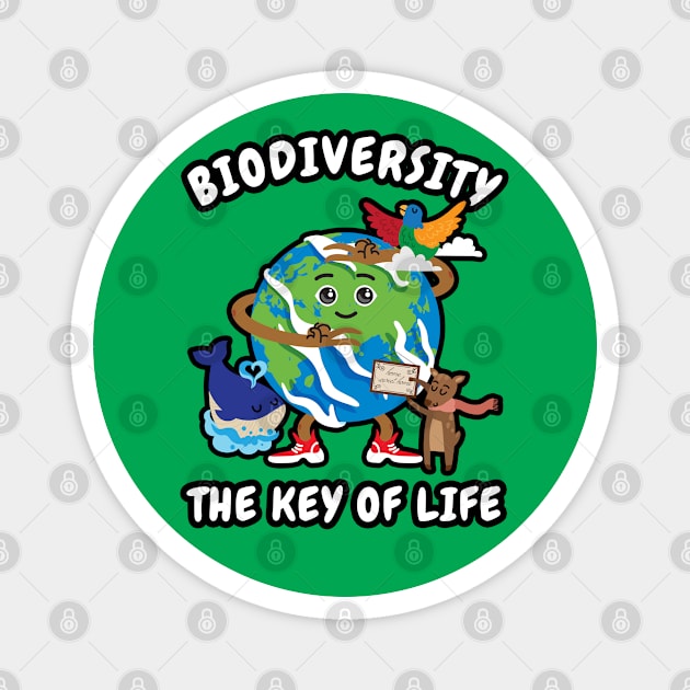 🦜 Biodiversity Is the Key of Life, Save the Earth Magnet by Pixoplanet